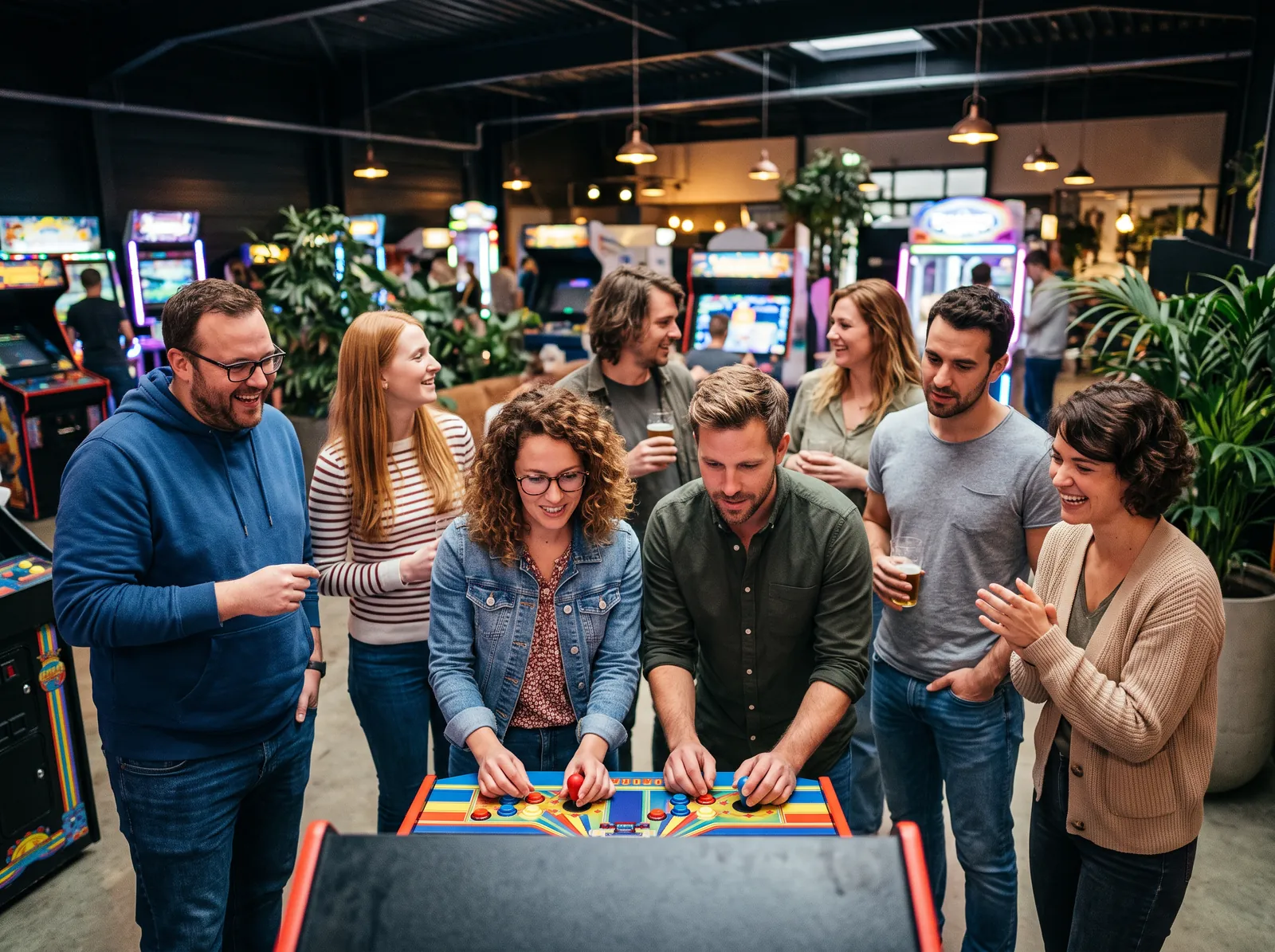 Team spielt gemeinsam in der Arcade der Black Fox World