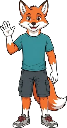 Winkendes Fuchs-Maskottchen