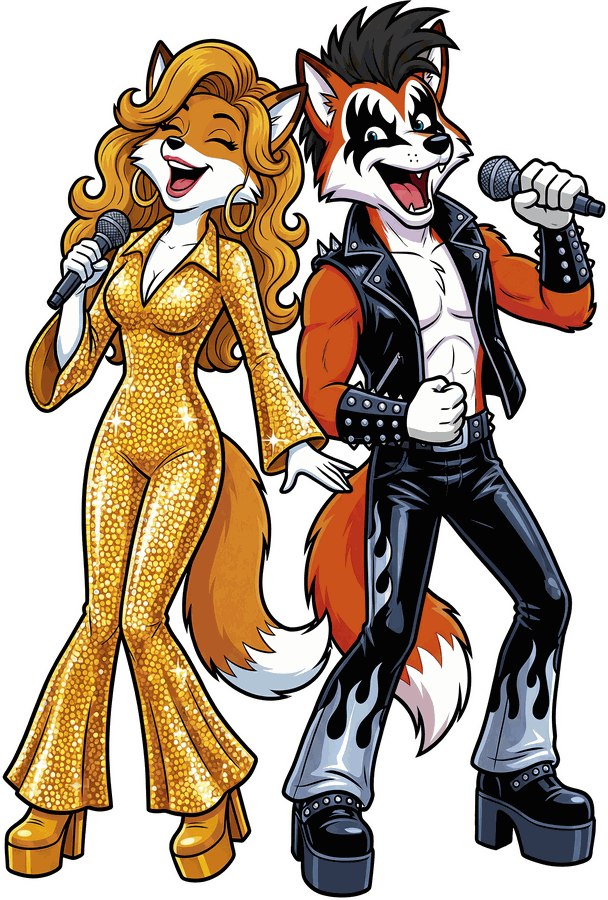 Black Fox World Maskottchen singt Karaoke