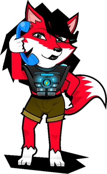 Black Fox World Maskottchen am Telefon